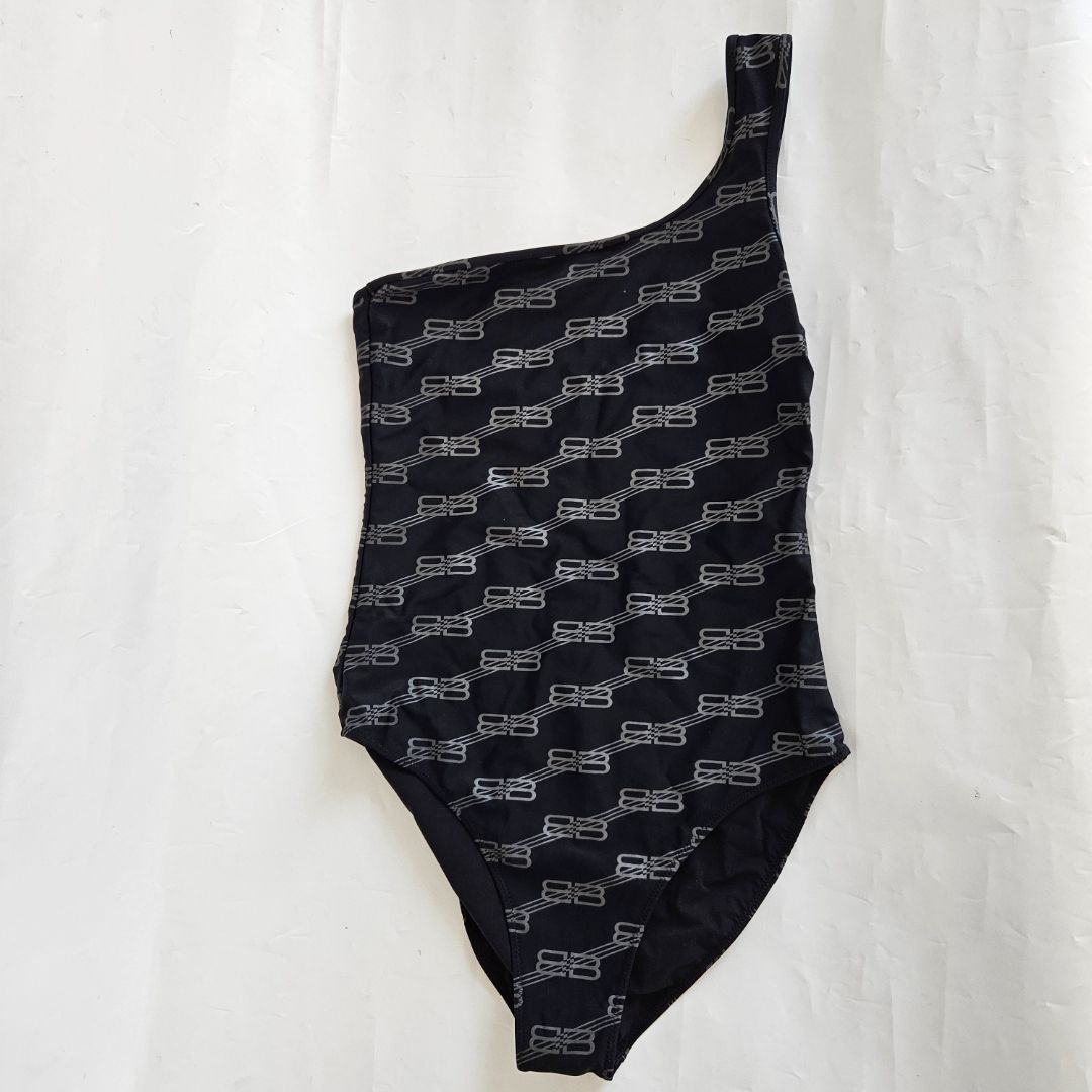 Balenciaga black one shoulder swimsuit