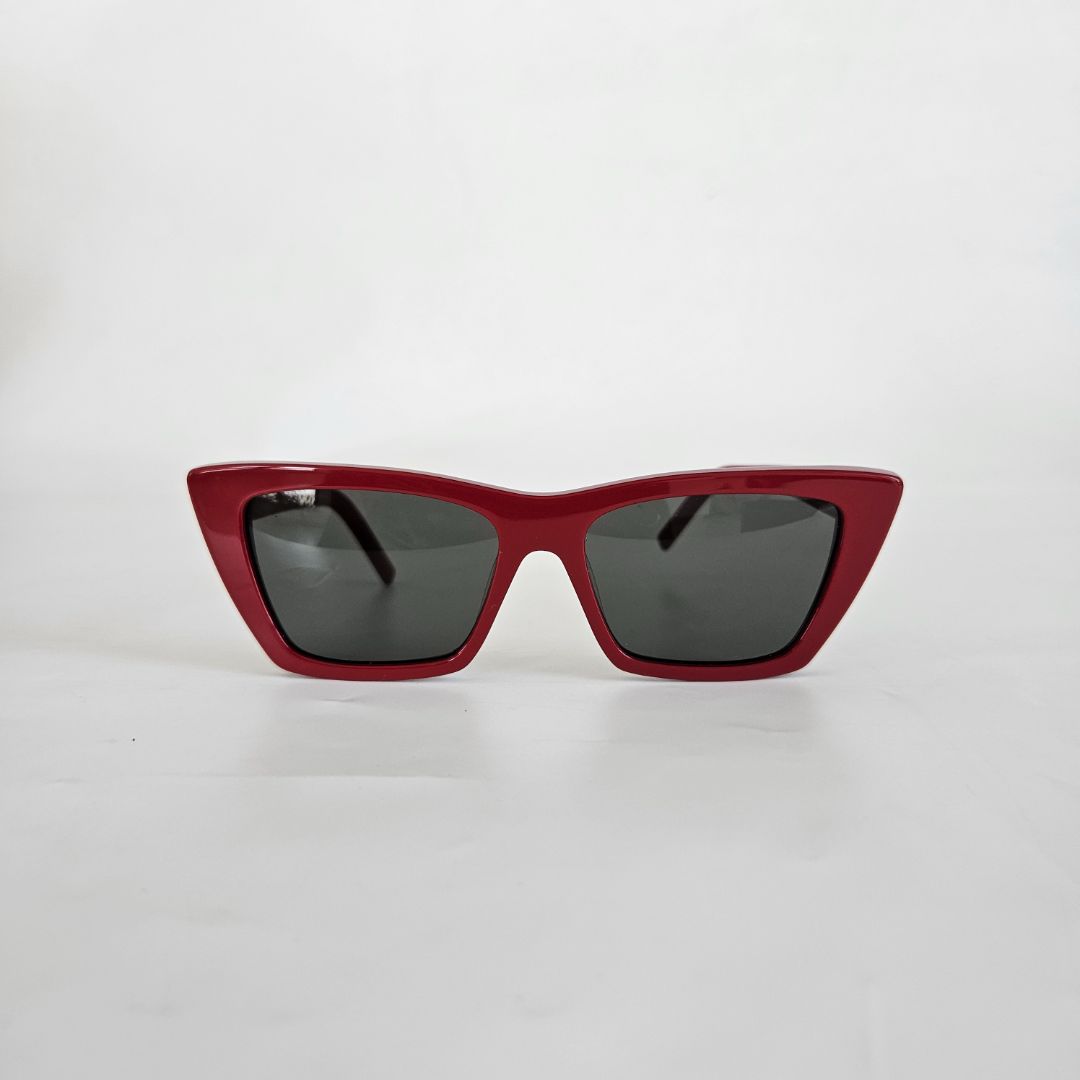 Saint Laurent Dark Red Narrow Cat Eye Sunglasses