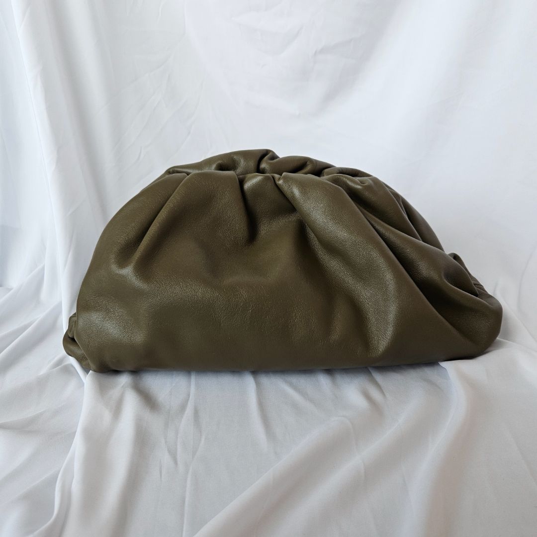 Bottega Veneta Olive Green Leather The Pouch Clutch