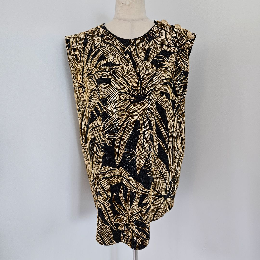 Balmain Gold and Crystal embellished Vest Top