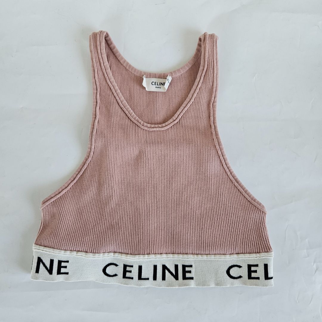 Celine Pink Logo Band Bra