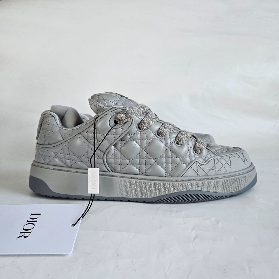 حذاء رياضي B9S Skater منخفض من Dior بجلد الكاناج "كومو" الرمادي، مقاس 45