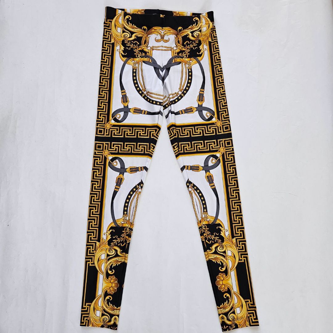 Versace Gold, white black Leggings