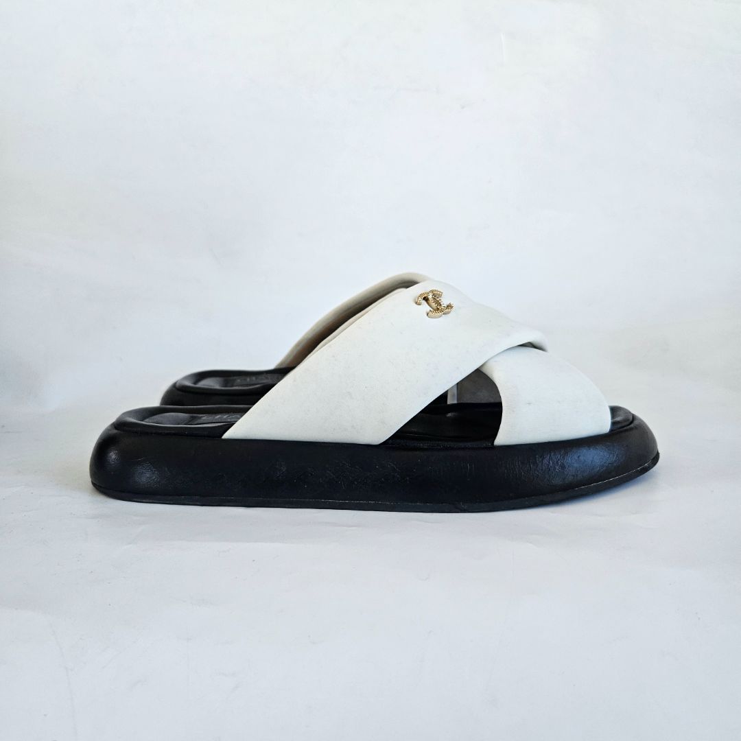 Chanel Criss Cross Puffy CC Logo Slide . 39C