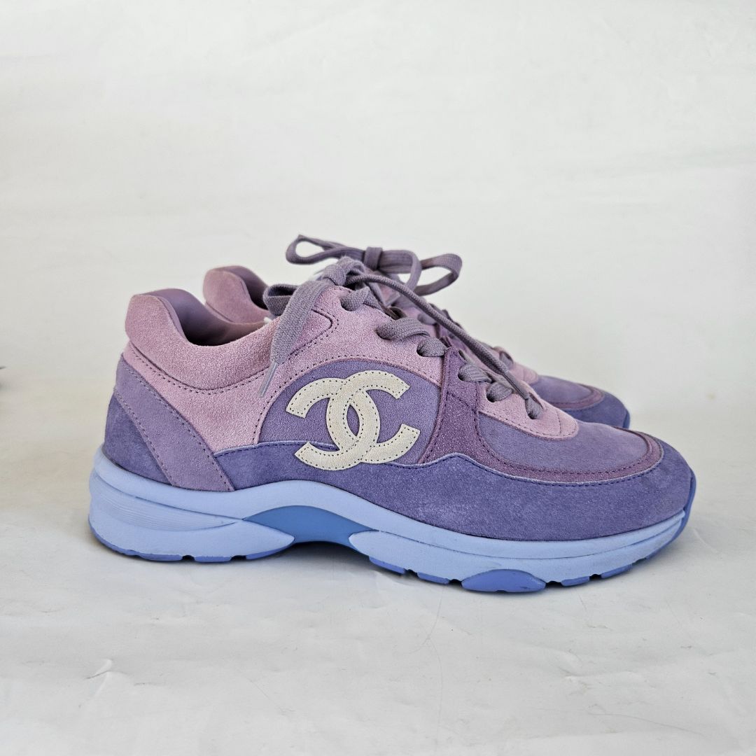Chanel Purple Suede Low Top Sneakers, 37.5