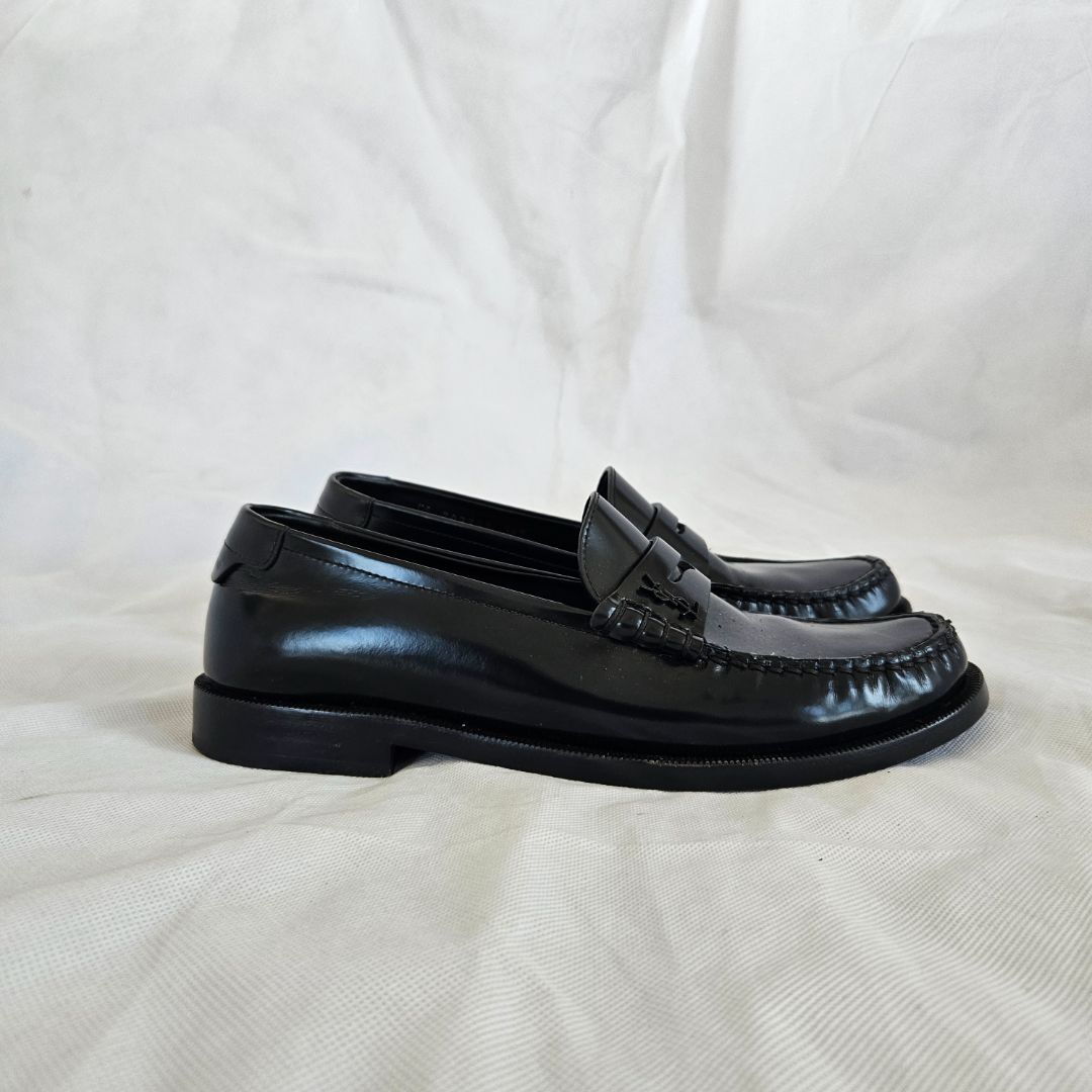Saint Laurent Le Monogram Black Leather Loafers, 38.5