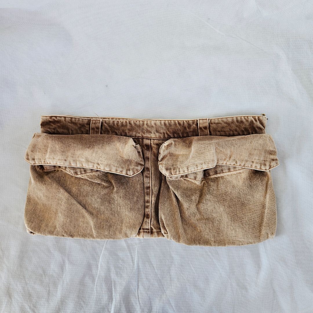 Miu Miu Logo Mini Skirt in Marbleised-denim