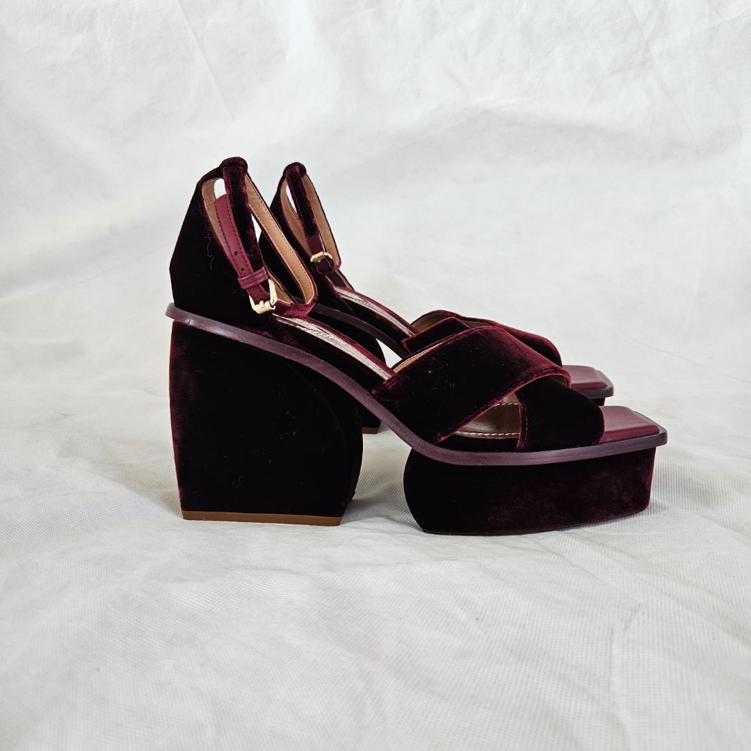 Zimmermann Velvet burgundy platform sandals, 41