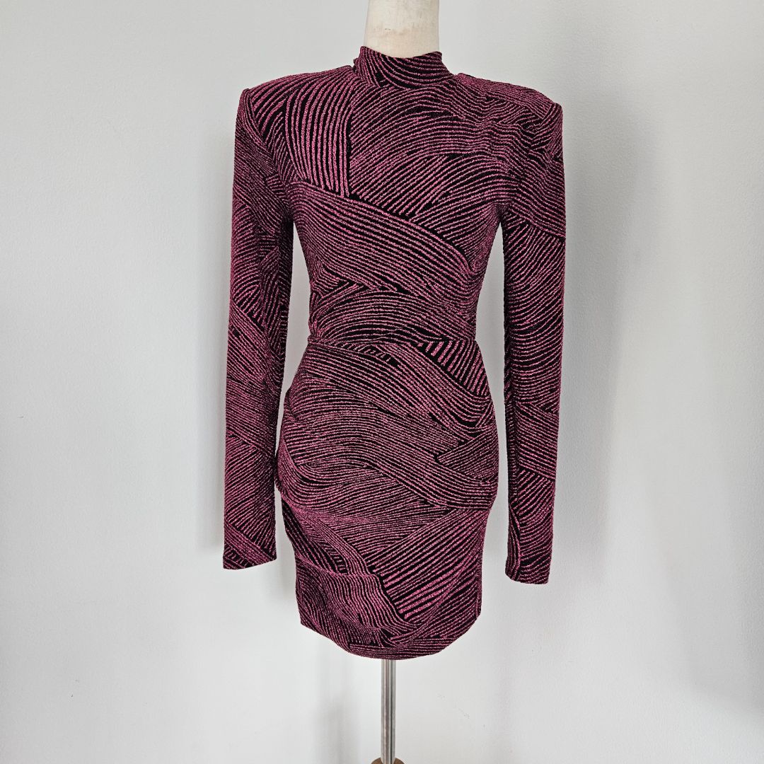 Ruched & Ready Black and Pink Dress