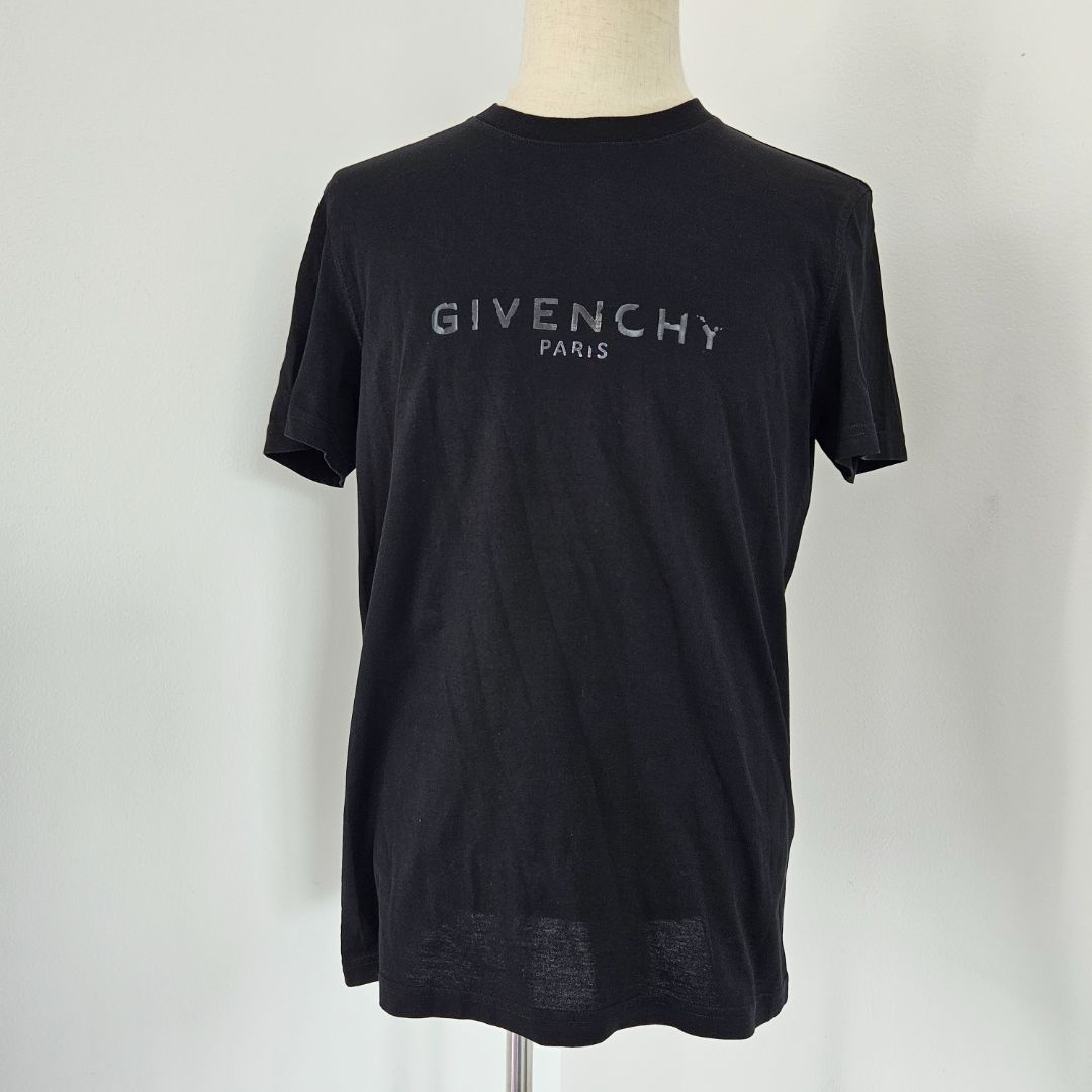 Givenchy Black Mens T shirt with Distressed Logo