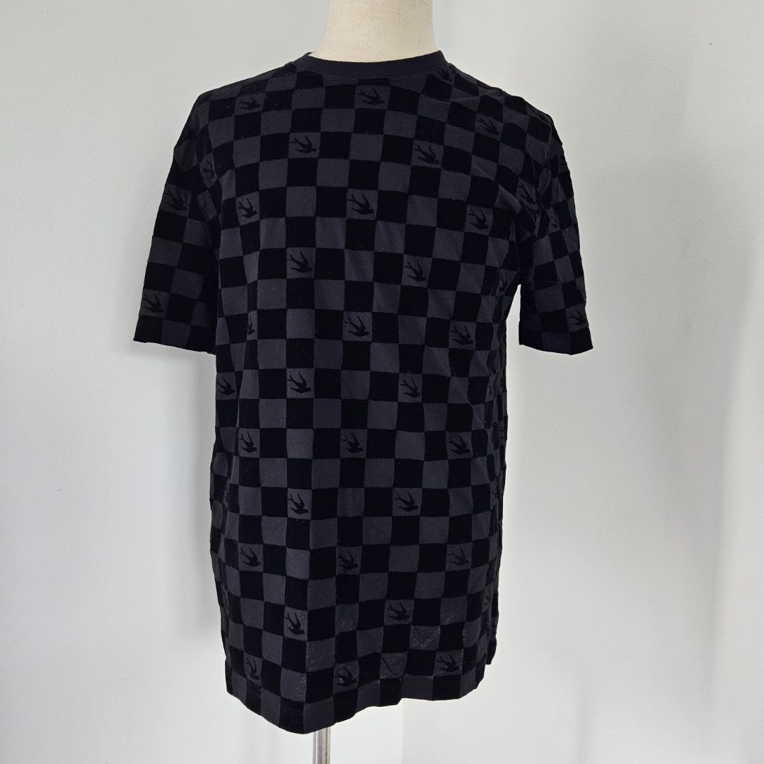 McQ by Alexander McQueen Checkered Velvet and Cotton Mens T Shirt