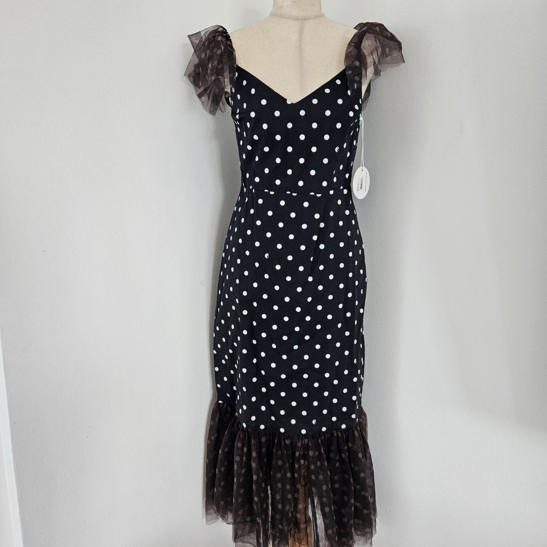 Staud Marwa Polka-Dot Tulle Midi Dress