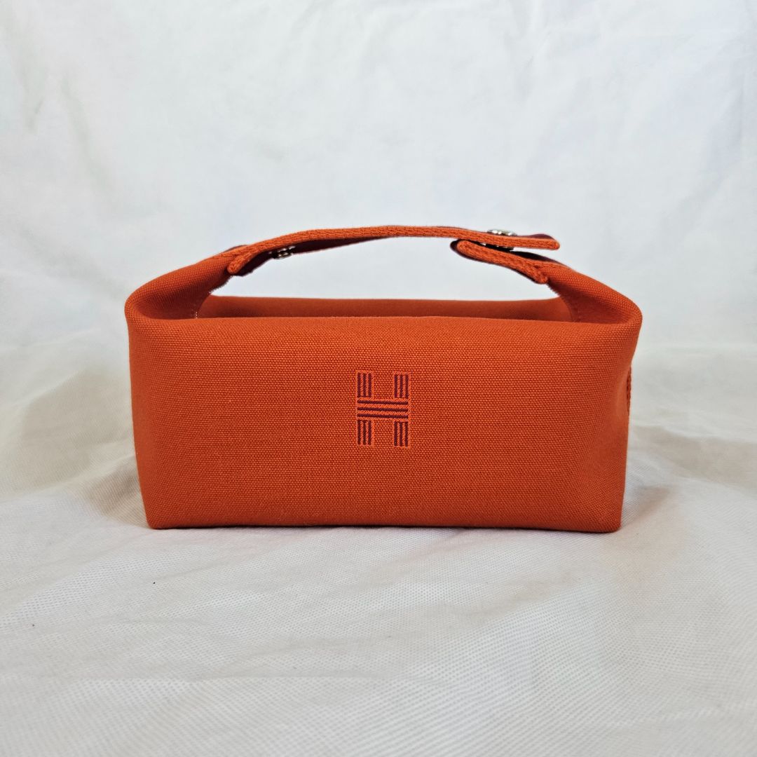 Hermès Orange Canvas Toile Bride-A-Brac Small Travel Case