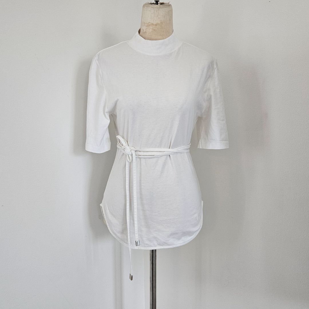 Attico White Shirt High Neck with Drawstring shirt