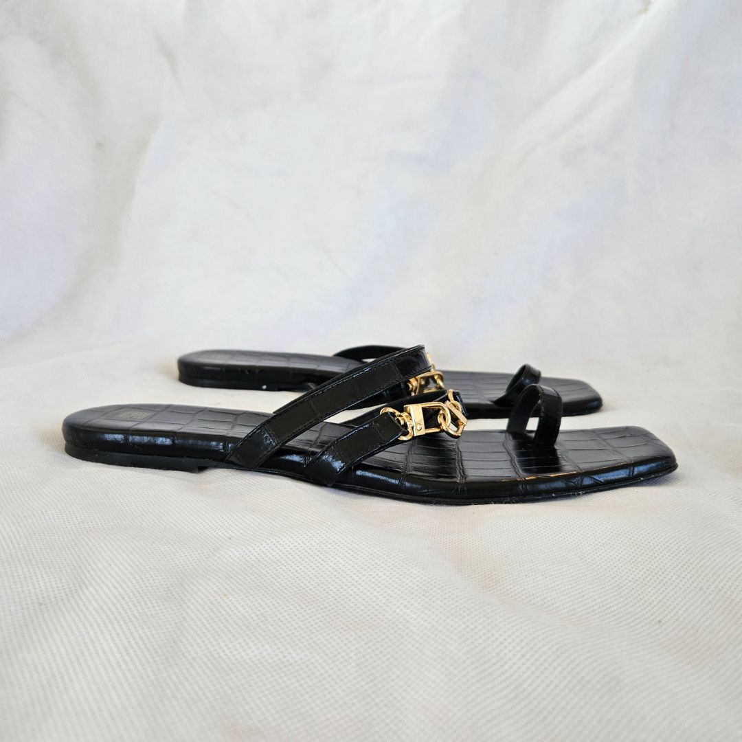 Toteme Embellished croc-effect leather sandals