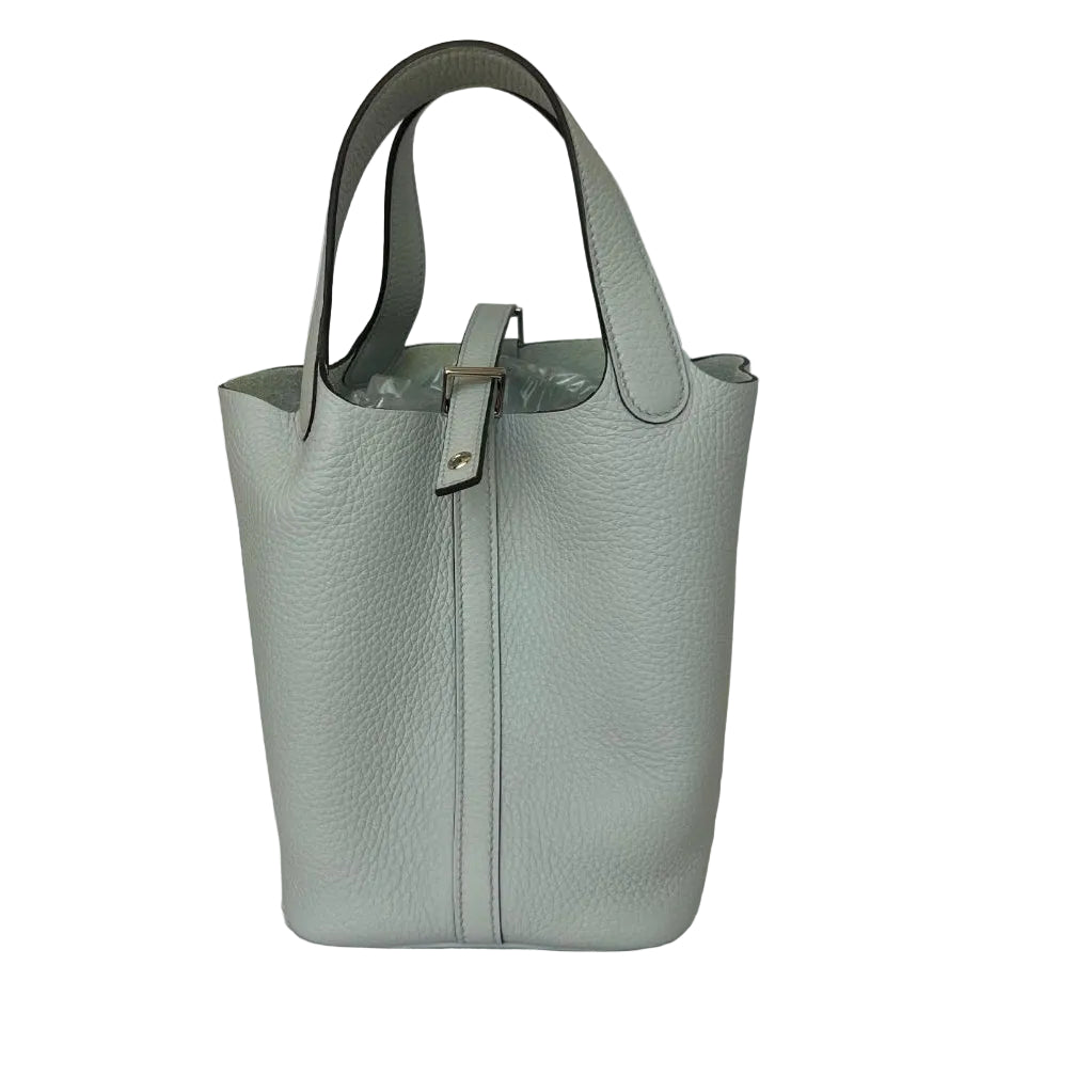 Hermes Picotin Lock 18 Taurillon Clemence Blue Pale PHW Bag