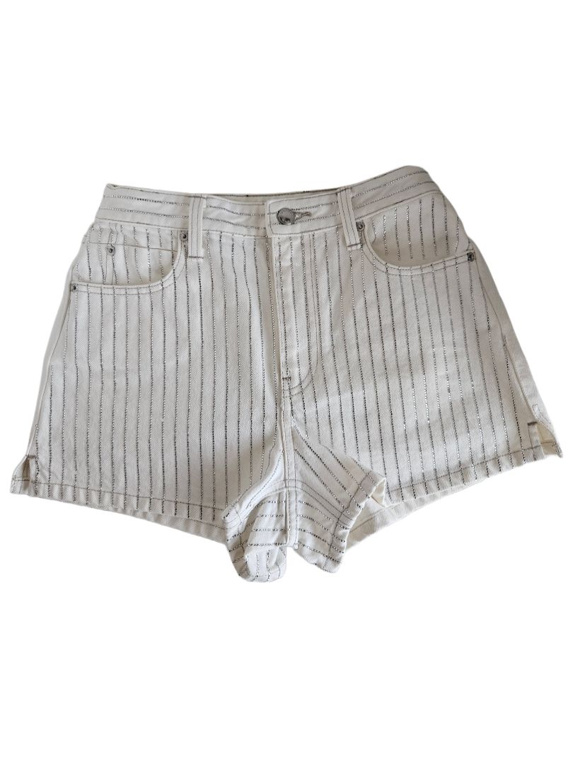 Alexander Wang White Crystal Embellished Striped Short