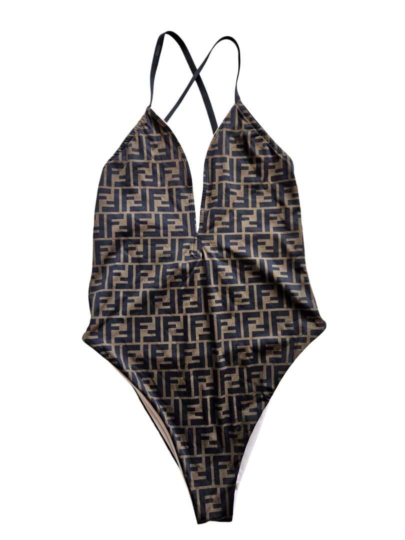 Fendi Brown FF Logo Swimsuit
