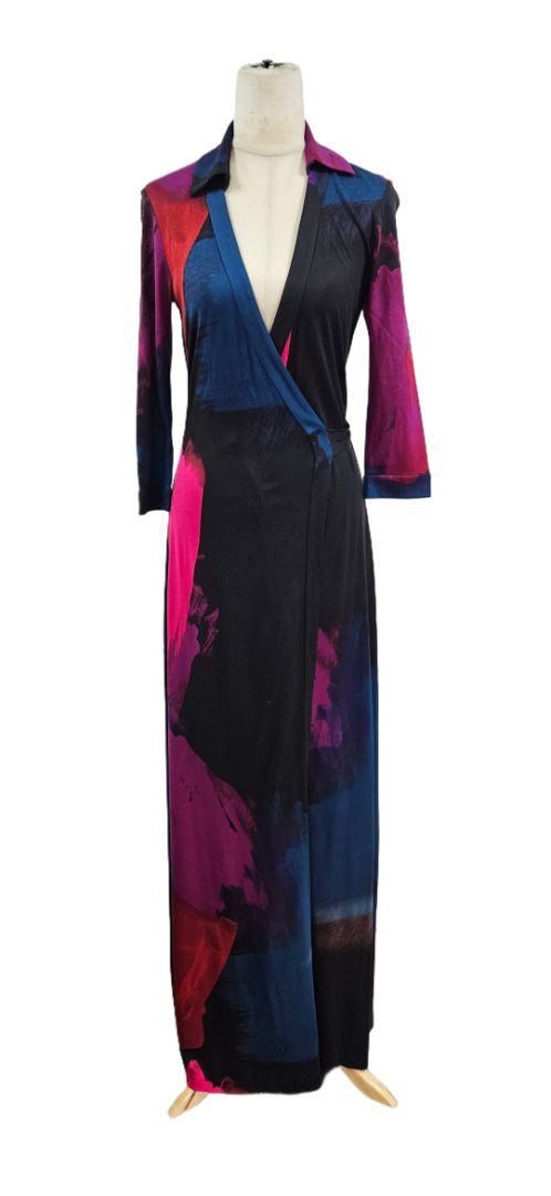 Diane Von Furstenberg Multicolor Long Sleeve Julian Wrap Around Dress