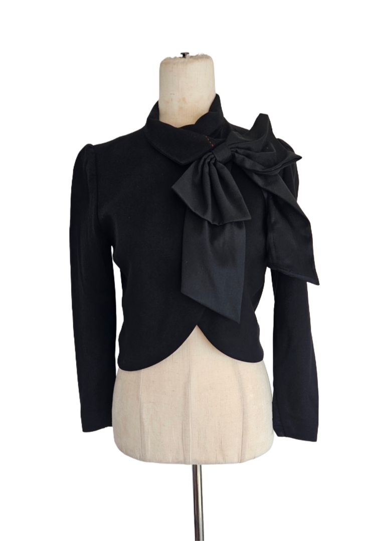 Alice & Olivia Black Bow Crop Blazer