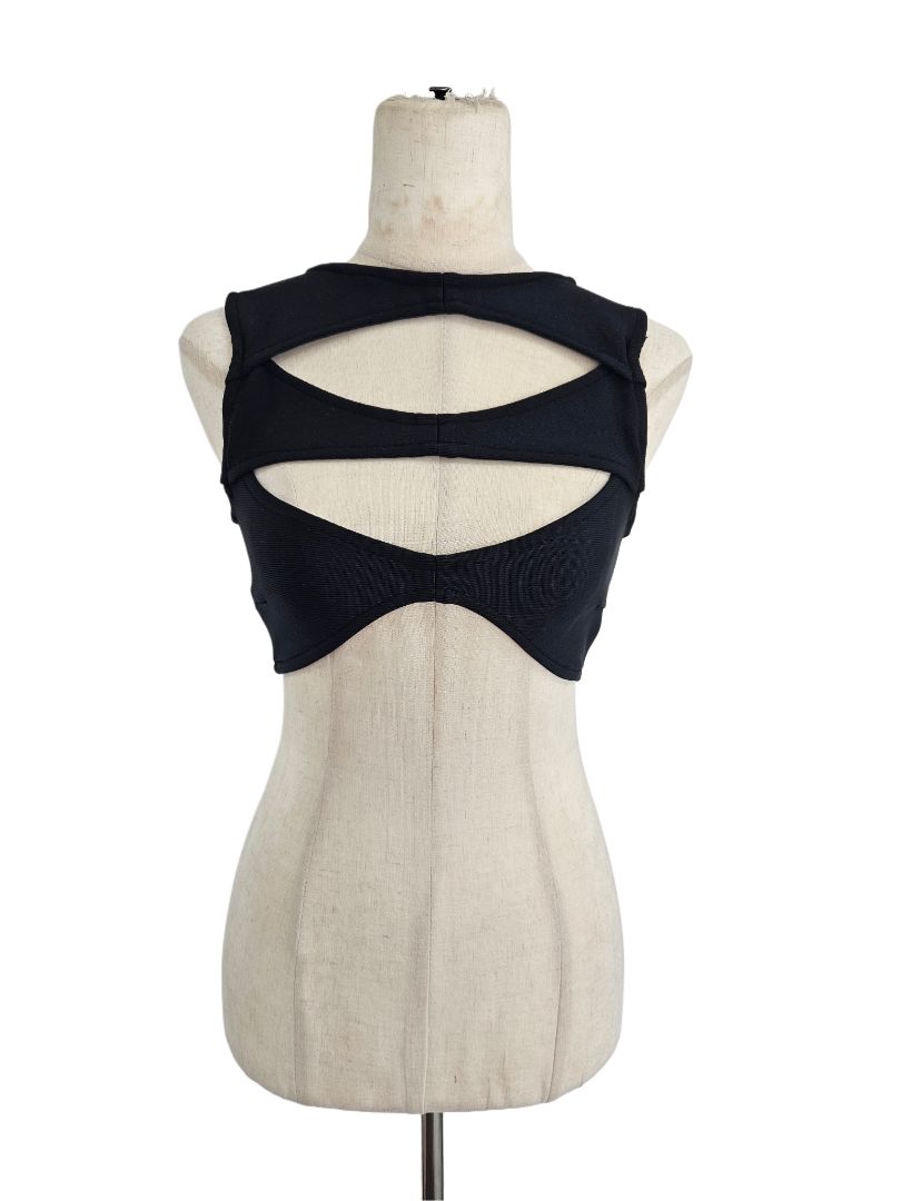 Mew Mews Fashion Black Cut Out Crop Top