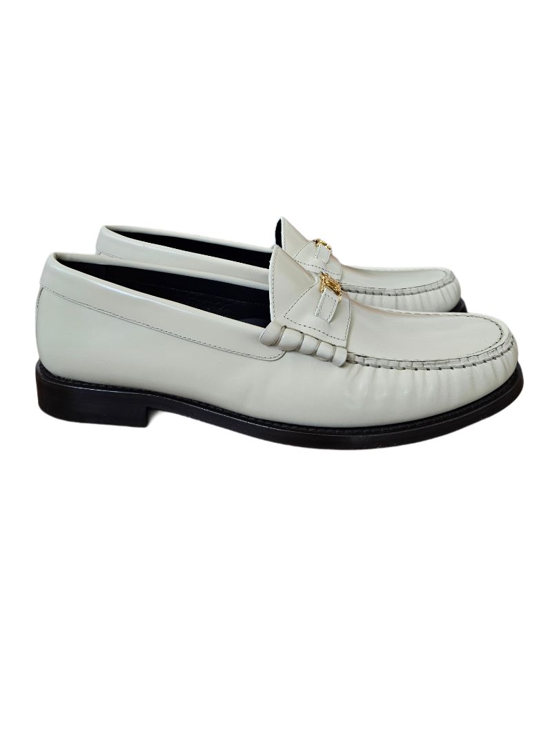 Celine Ivory Leather Luco Triomphe Loafer, size 39