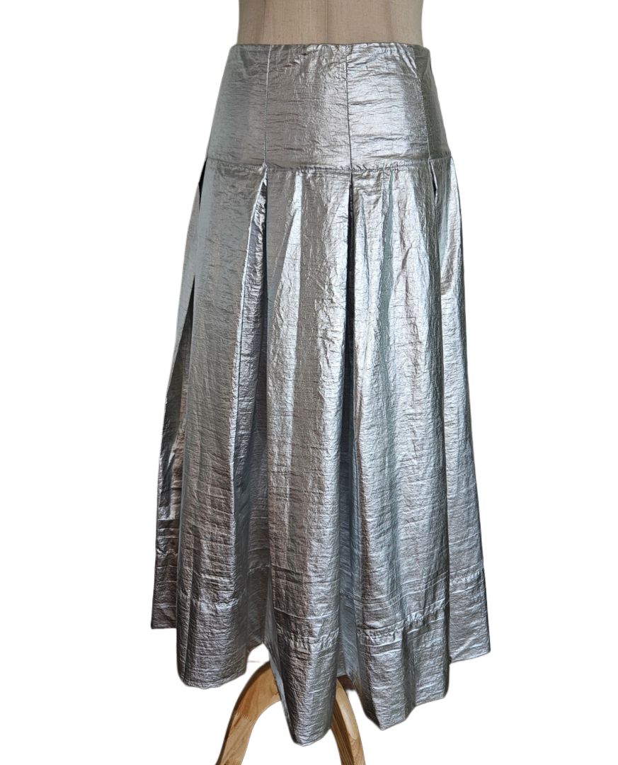 BLSSD Silver Pleated Midi Skirt