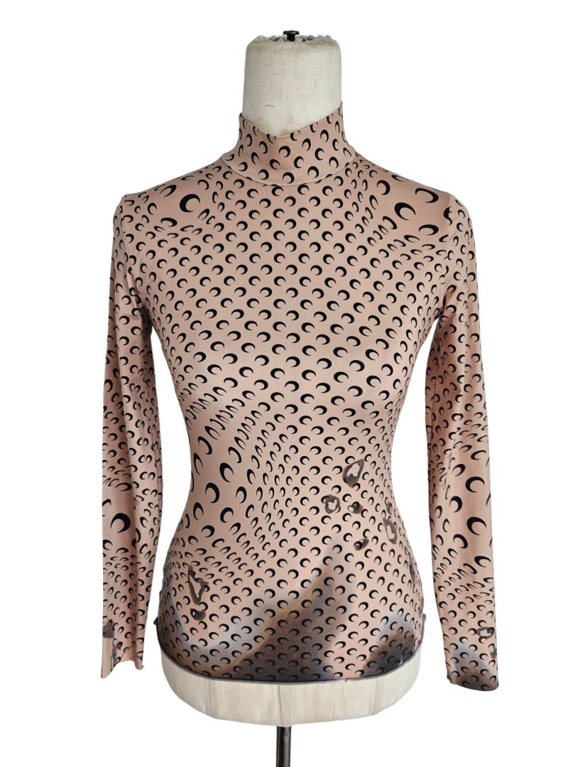 Marine Serre Beige Crescent Moon Print Top