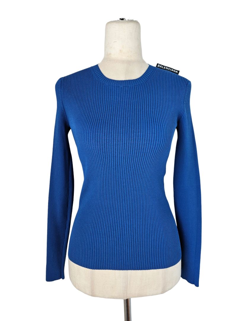 Balenciaga Royal Blue Ribbed Sweatshirt