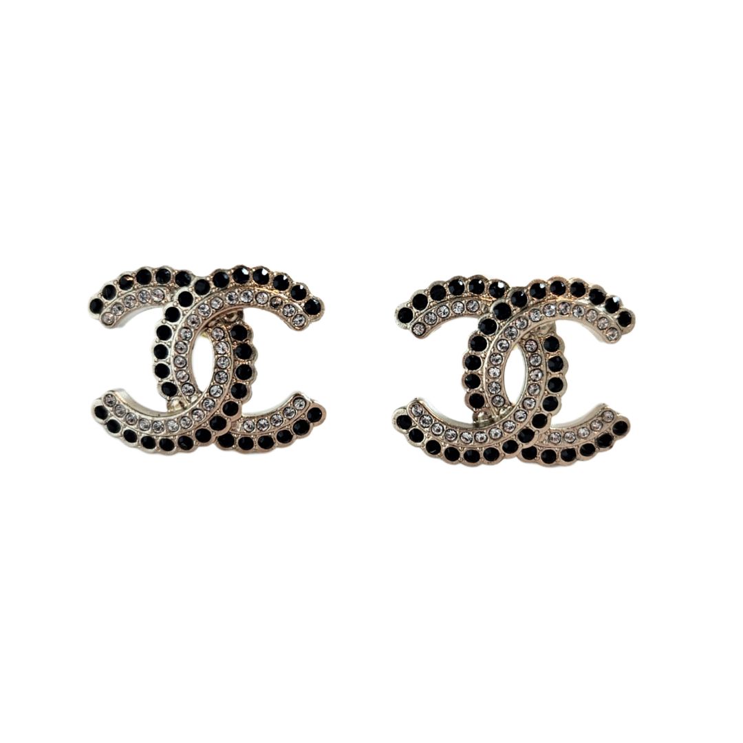 Chanel Crystal CC w/ Black Stone Earring