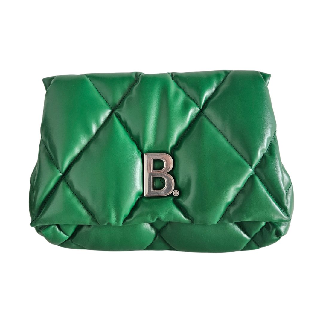 Balenciaga Green Quilted Leather Touch Puffy Clutch