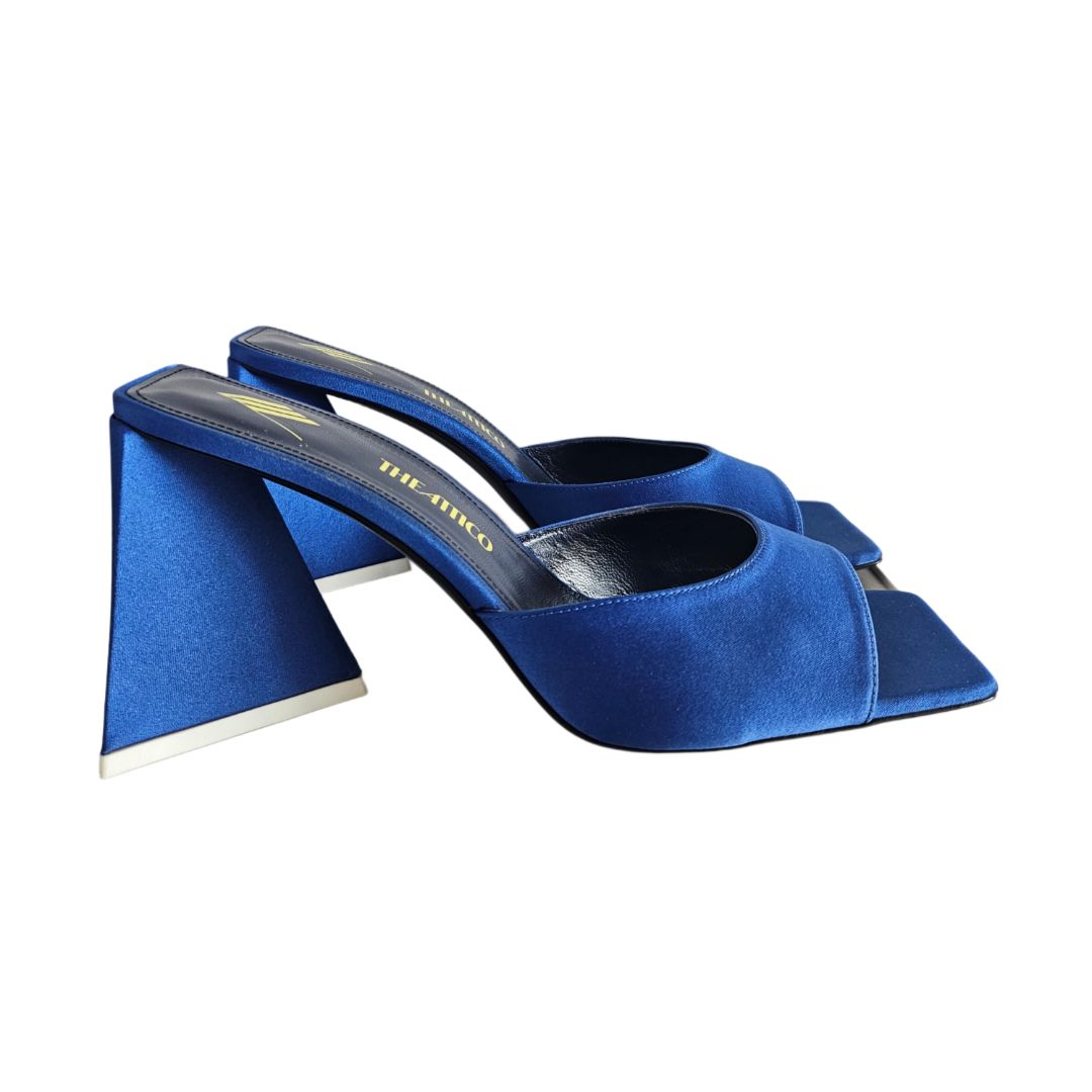 Attico Mini Devon 85 Blue Satin Mules size 40