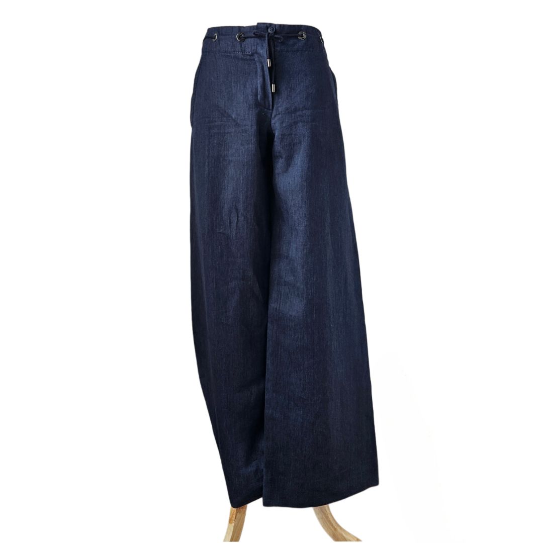 Loro Piana Navy Blue Wide Leg Trouser