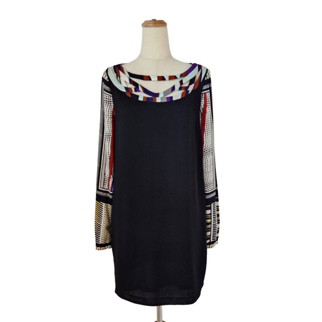 Diane Von Furstenberg With Multicolor Sleeves Mini Dress