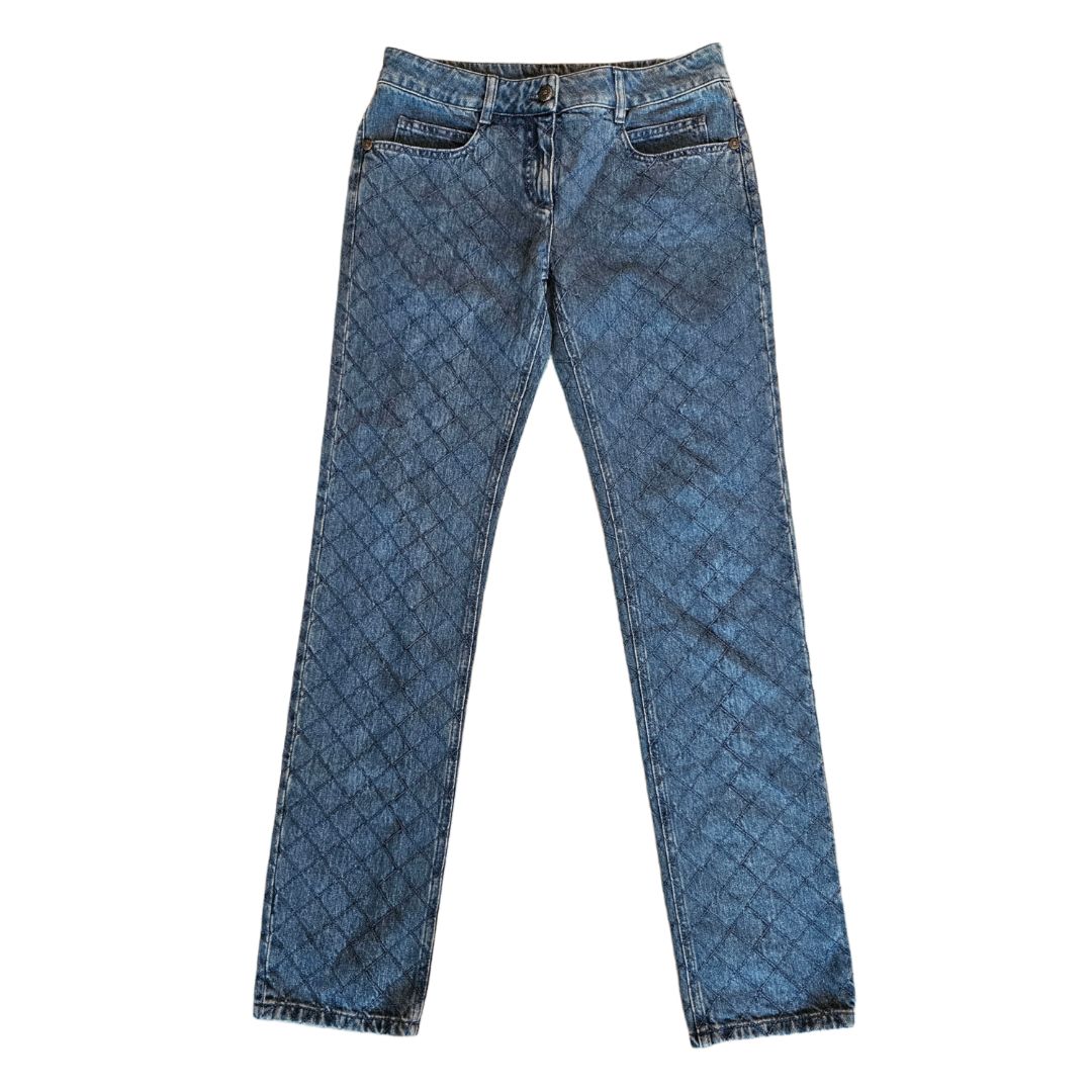 Chanel Blue Denim with Quilted Stitch Detail Jeans