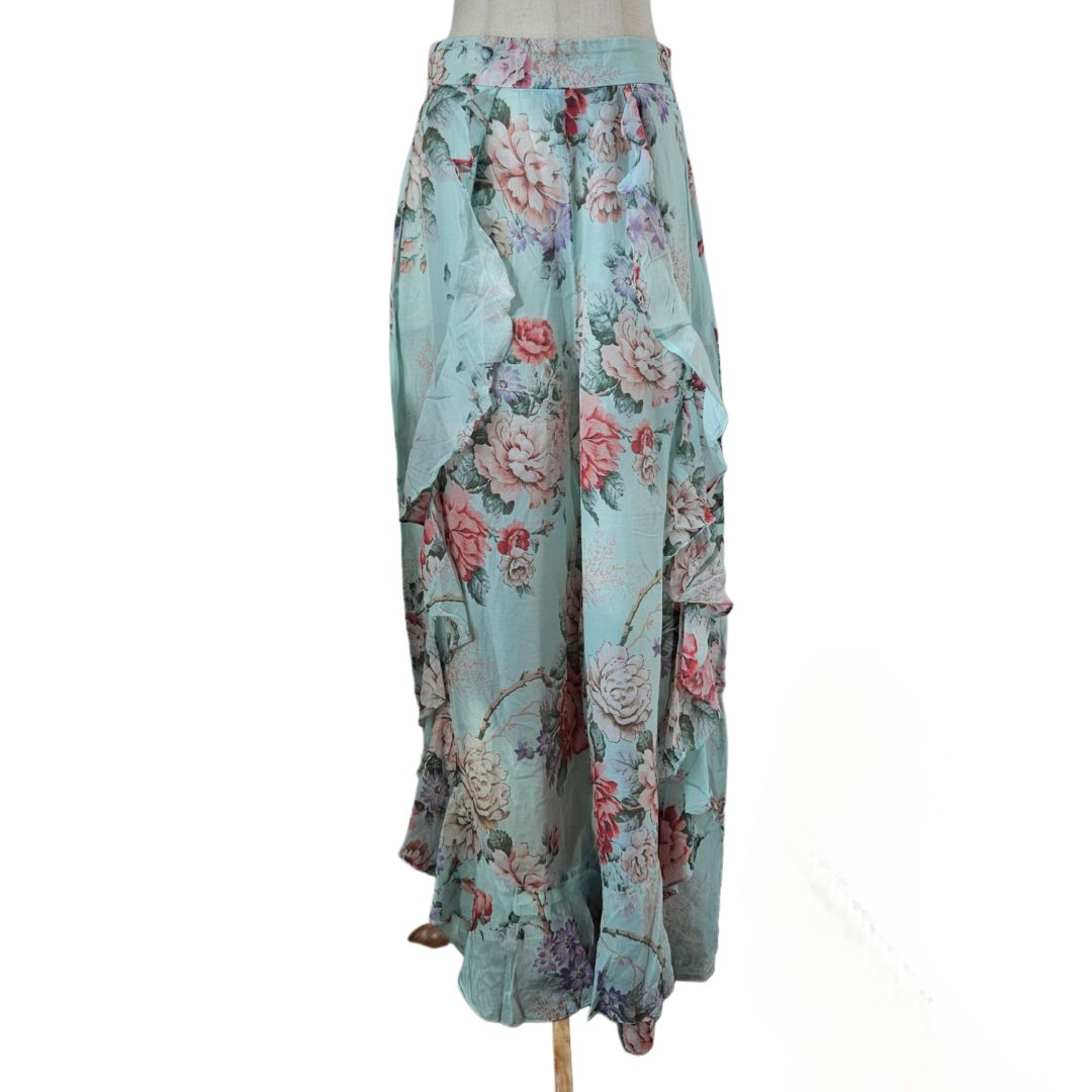 Alice McCall Multicolor Floral Print Ruffle Detail Wide Leg Trouser