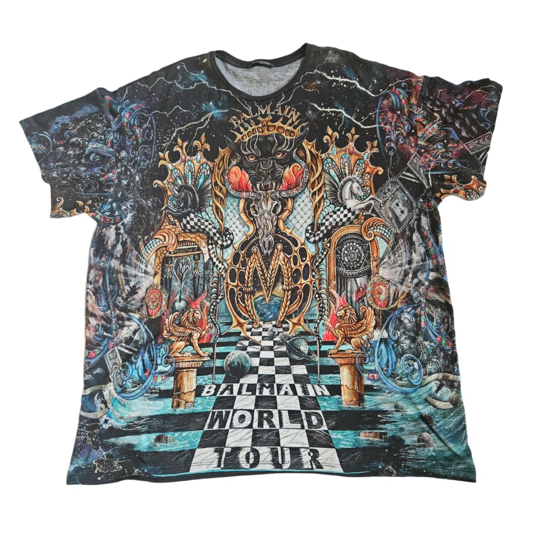 Balmain Multicolor Printed Mens T-Shirt