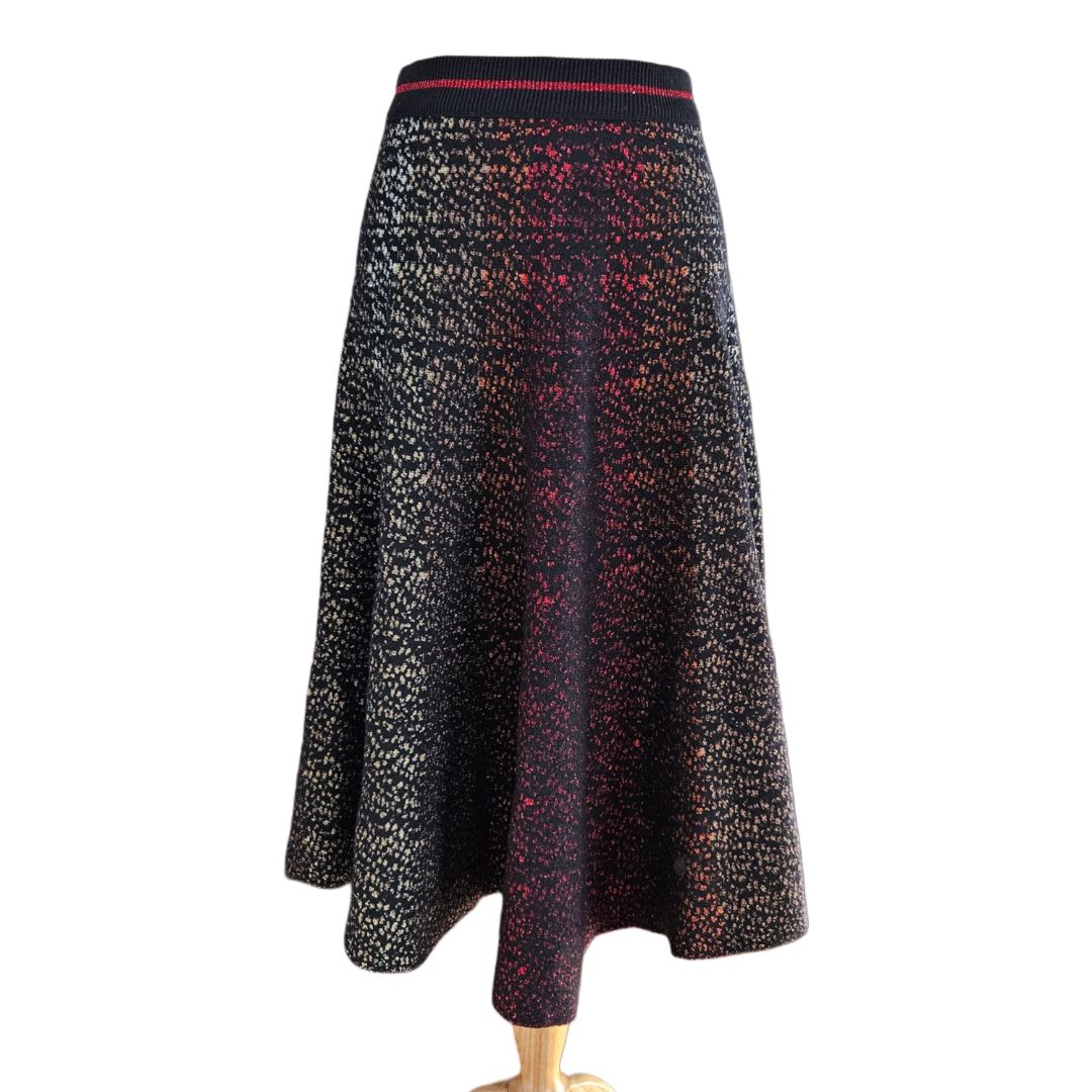 Ingie Metallic Multicolor Midi Flared Skirt