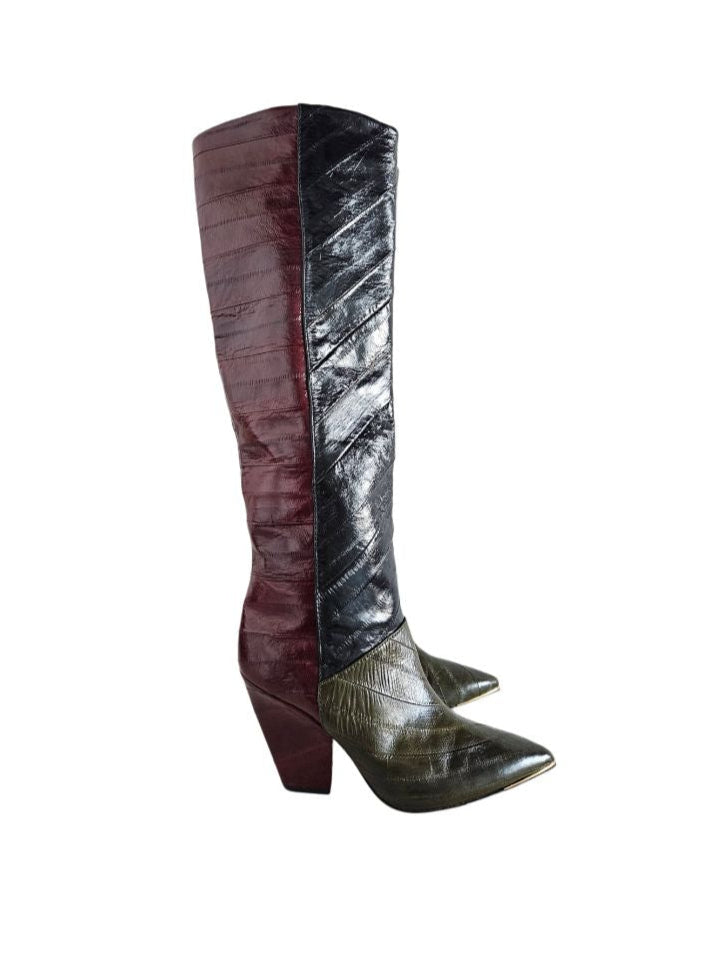 Tory Burch Tricolor Leather Sea Sole Knee Hight Boots