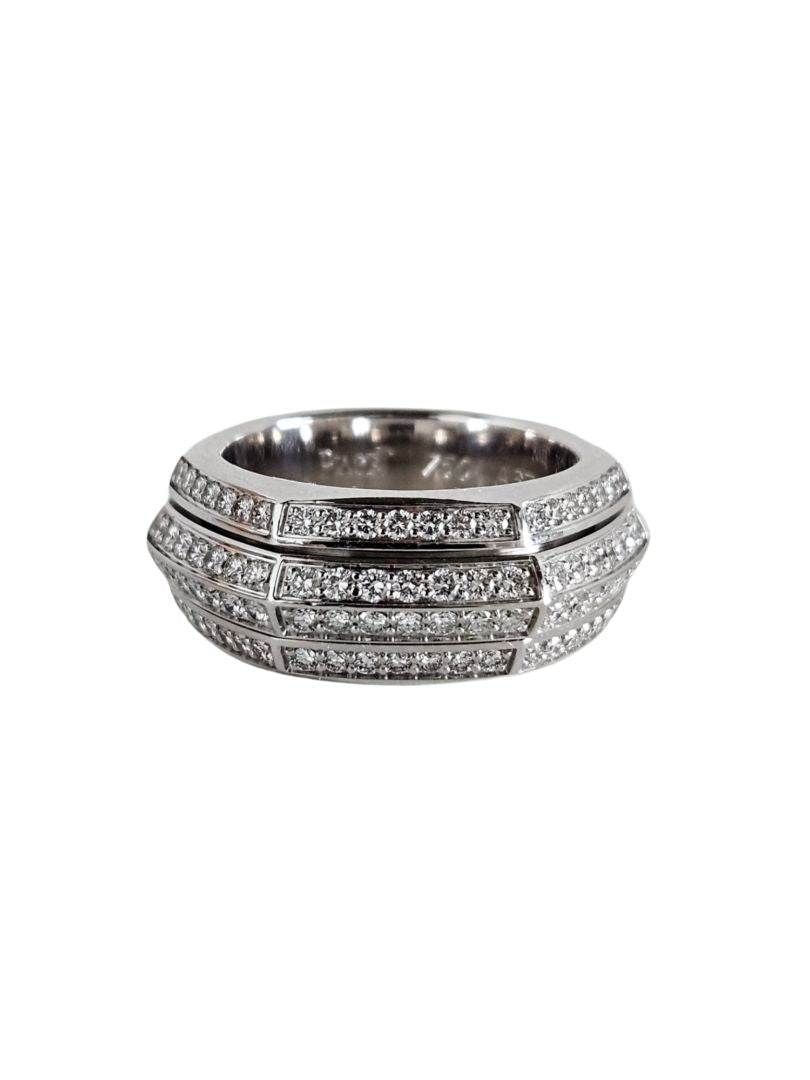 Piaget Possession 18K White Gold Full Diamond Hexagon Spinner Band Ring