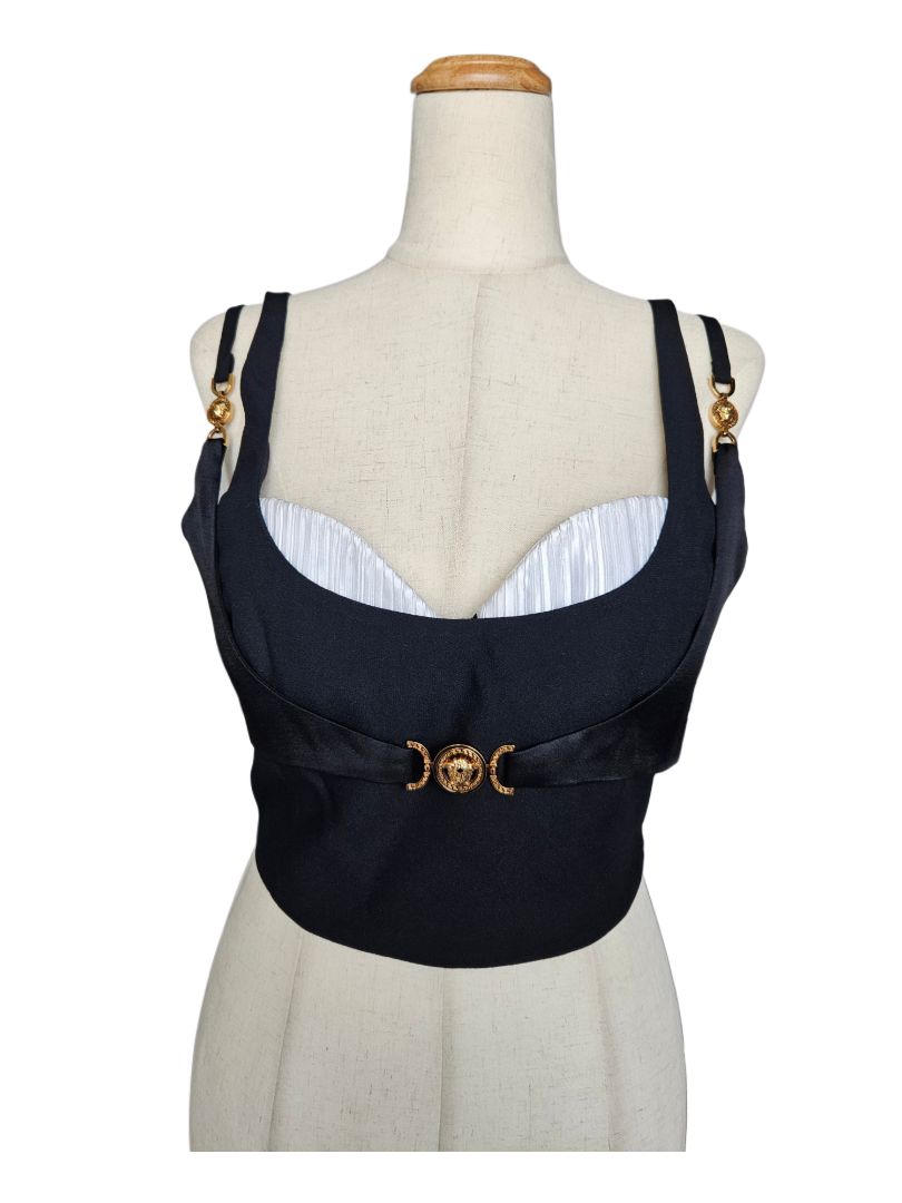 Versace Medusa Hardware Satin Crop Top