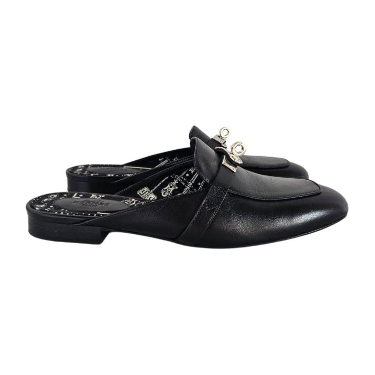 Hermès Black Leather Oz Mule, size 38.5