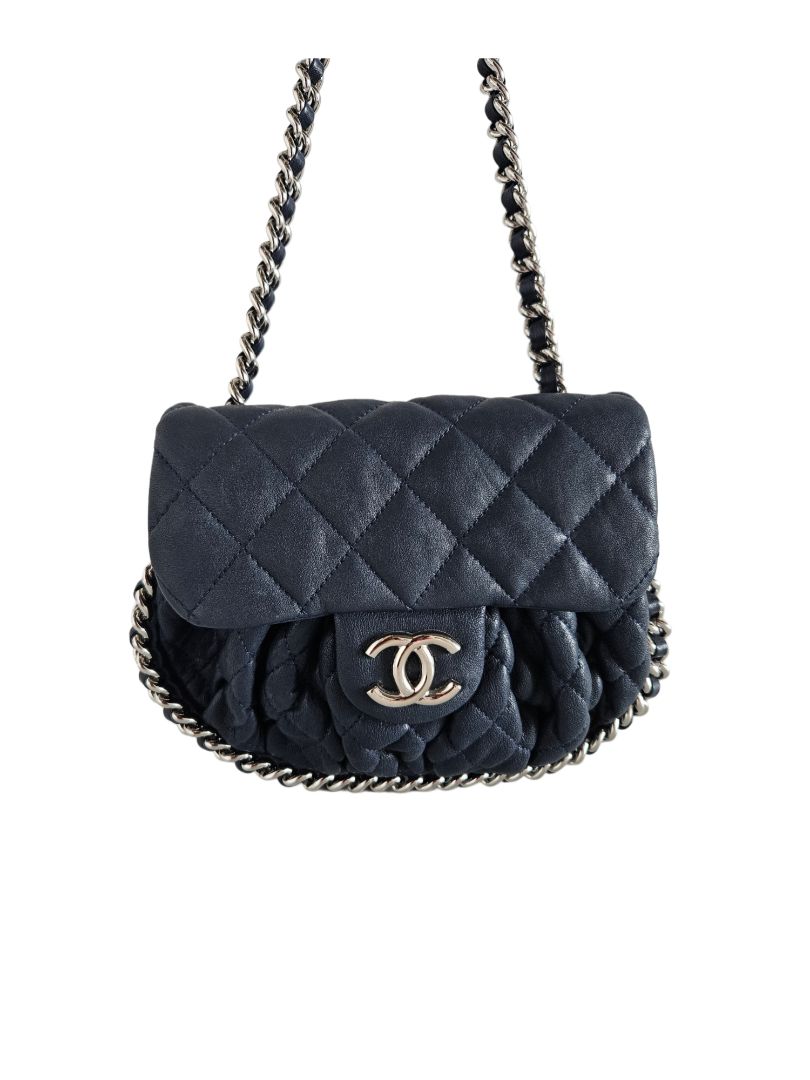 Chanel Navy Chain Around Mini Leather Crossbody Flap Bag