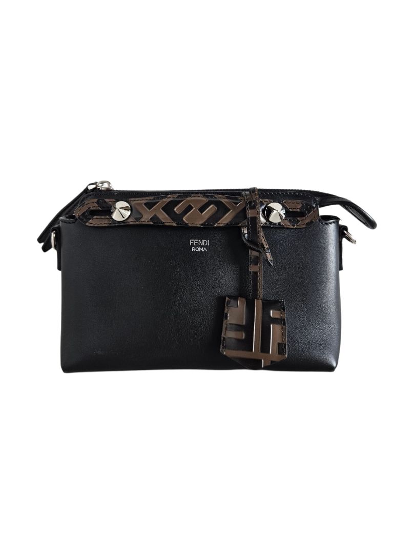 Fendi Black Leather Mini By the Way 2WAY With FF Logo Handle Shoulder Bag