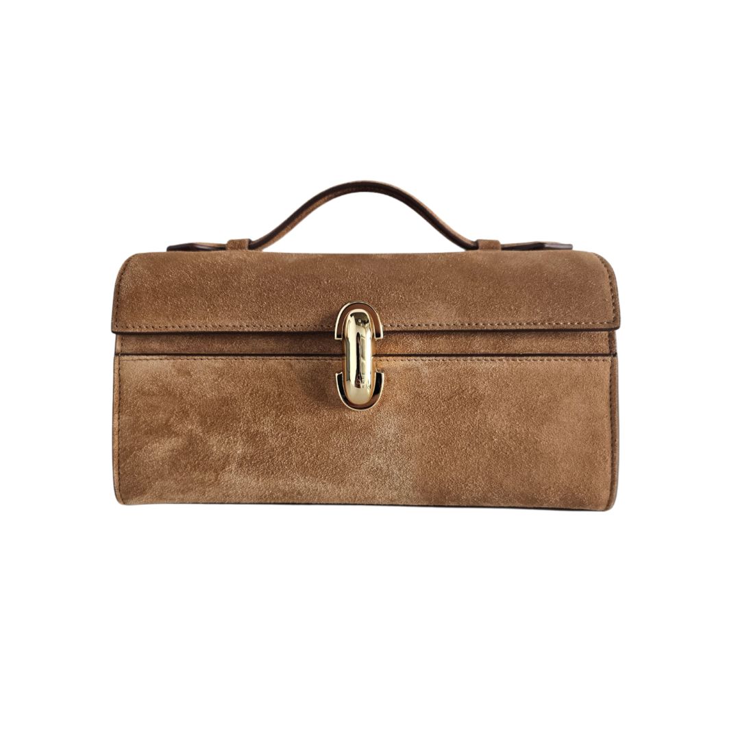 Savette Brown Suede Small Symmetry Pochette Top-handle Bag