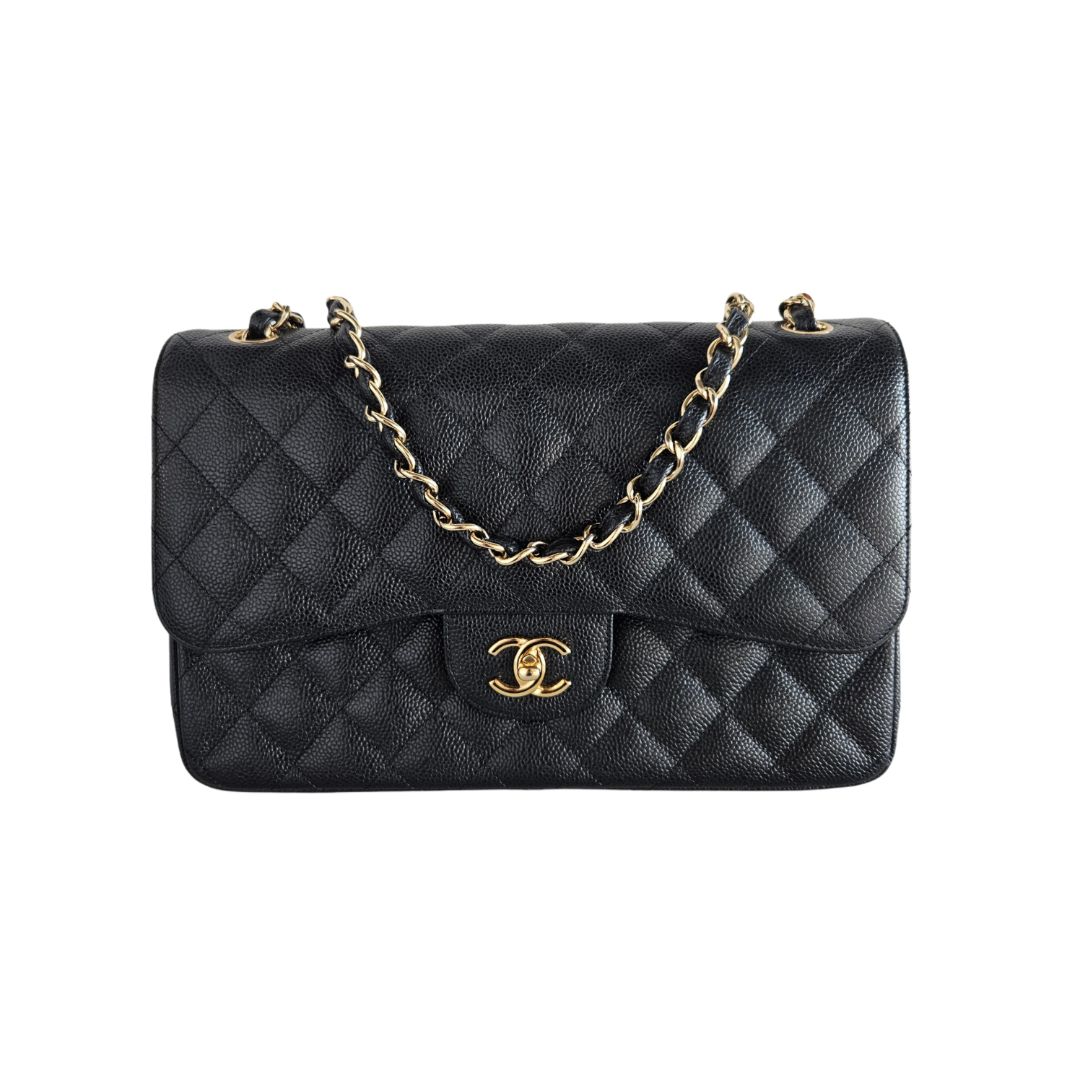 Chanel Black Caviar Jumbo Double Flap Classic Bag