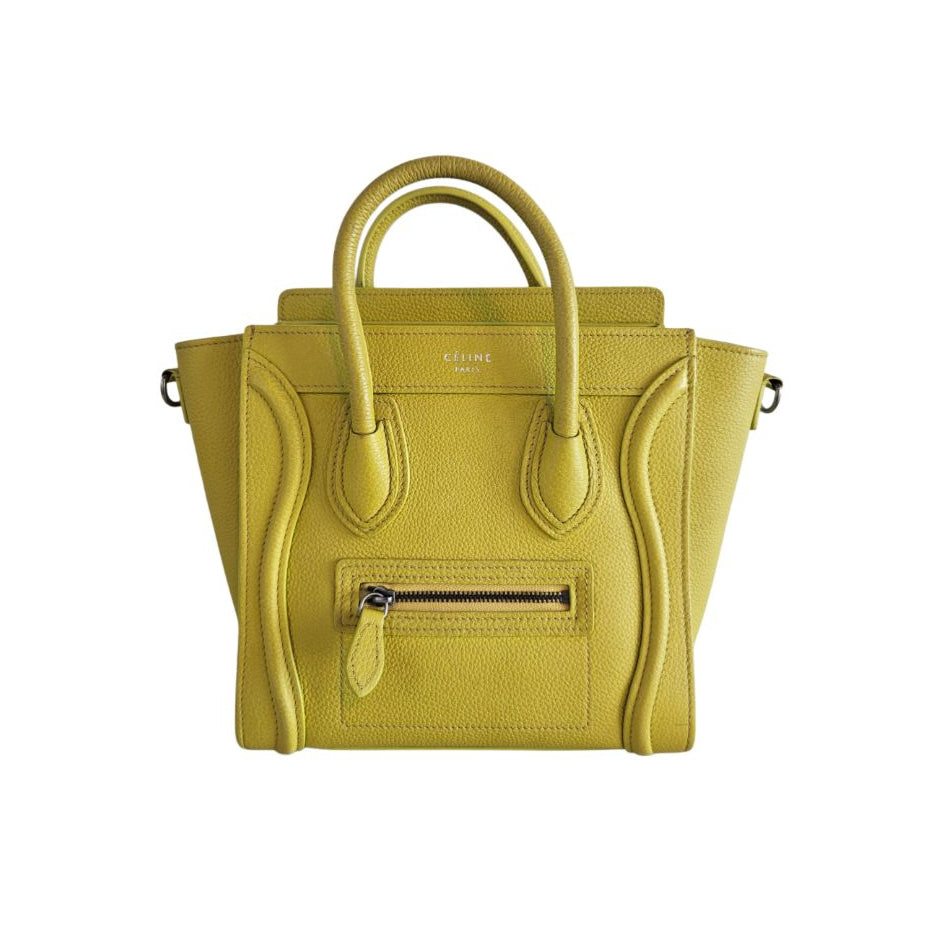 Celine Nano Luggage Yellow Leather Tote Bag