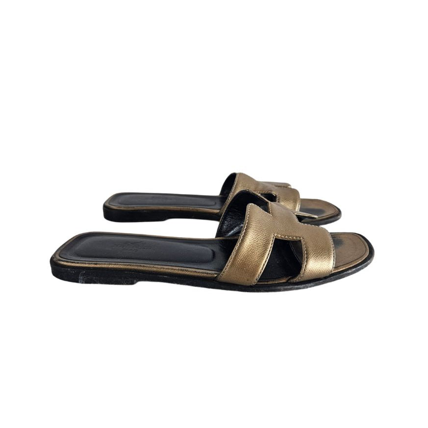 Hermes Bronze Oran Flat Sandal