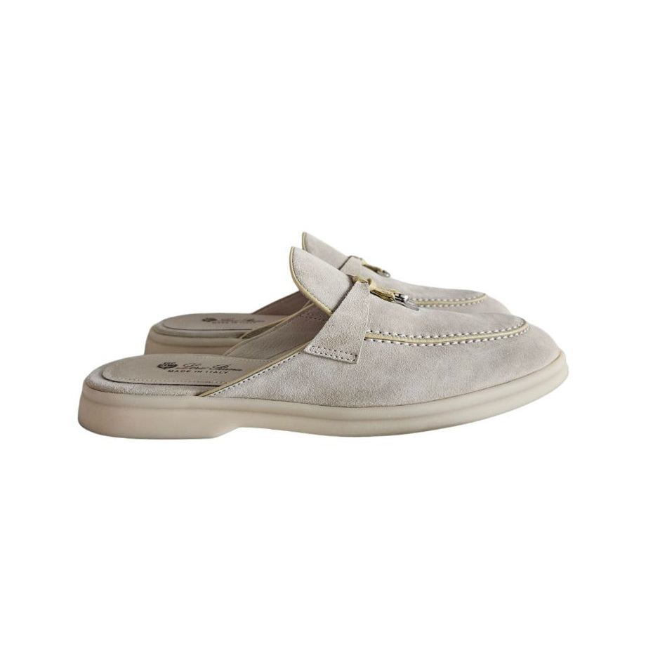 Loro Piana Beige Suede Summer Charm Walk Mules, size 39