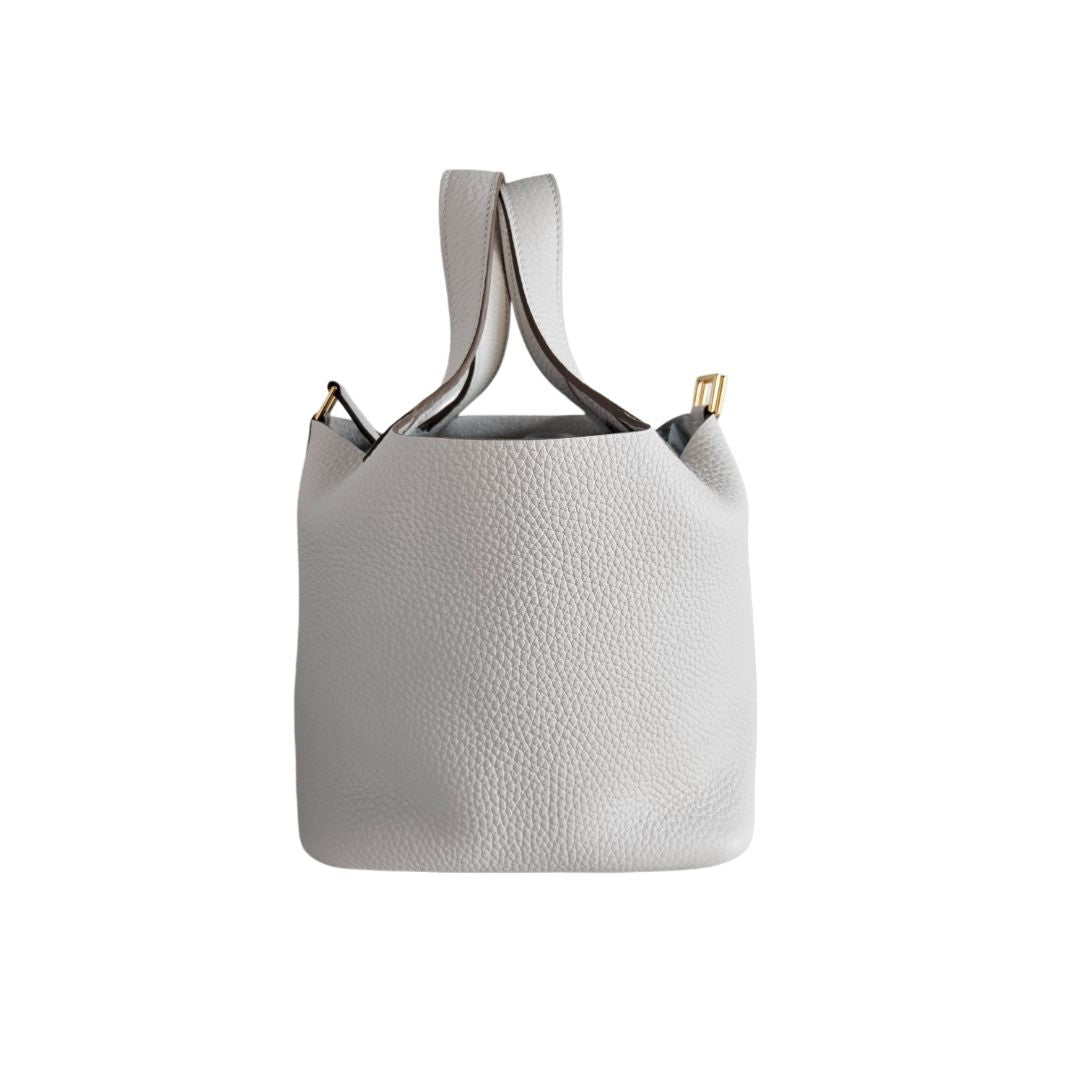 Hermes Gris Pale Leather With GHW 18 Picotin Bag